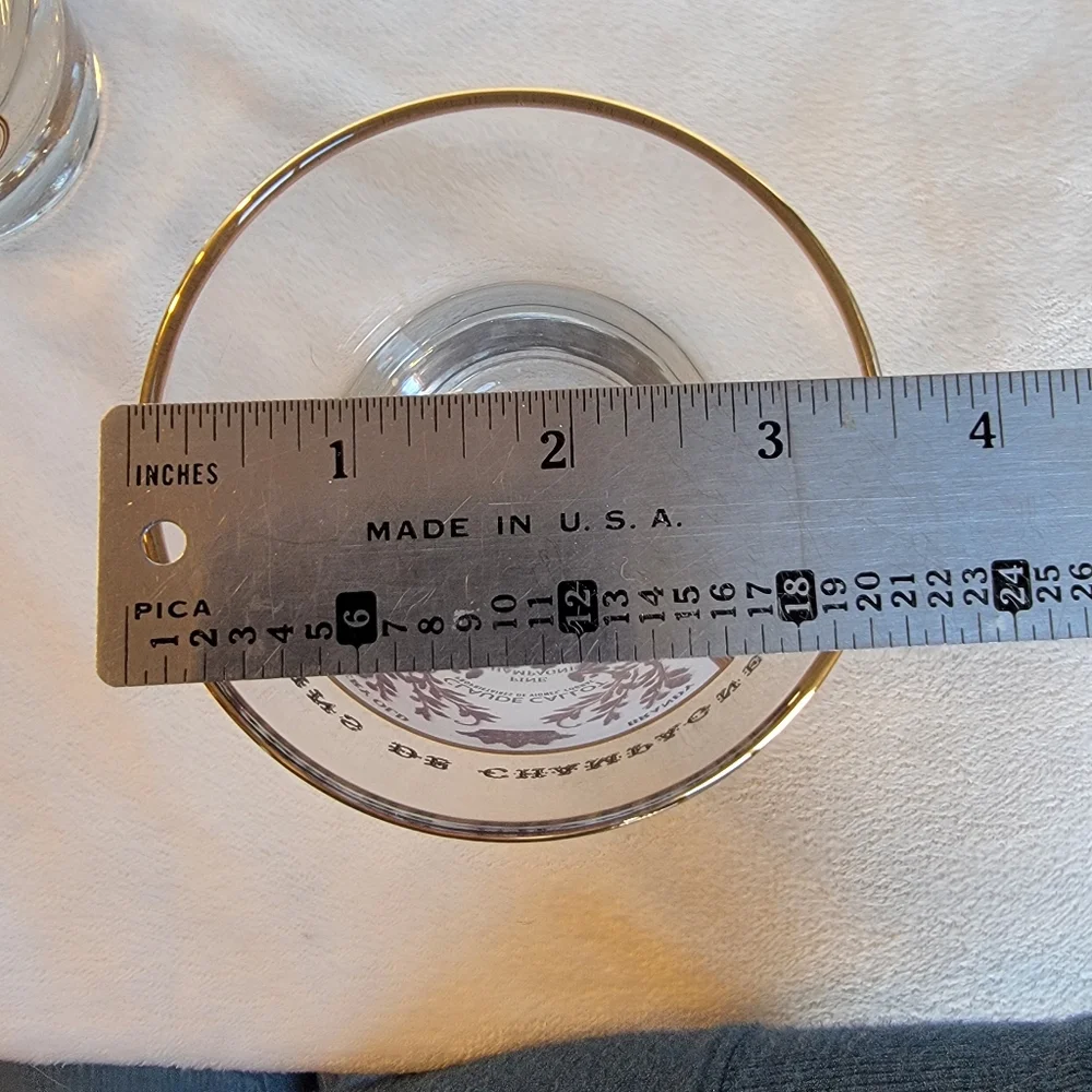 Williams Sonoma 4 Vintage Double Old Fashioned Glasses Gold Rim Cognac Champagne